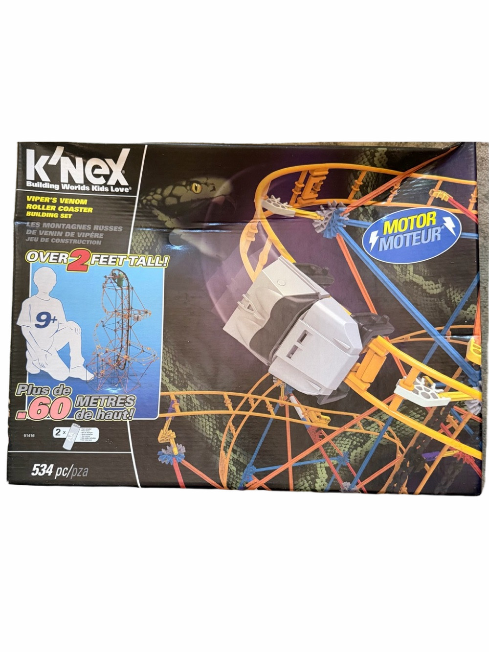 K'NEX Viper’s Venom Motorized Roller Coaster Set Gray Motor Brand New In Box